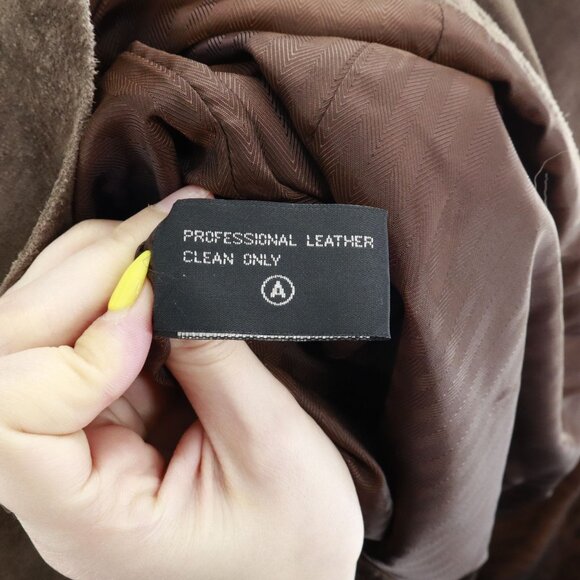 Cezani Leather Suede Overcoat Men L Brown Professor Literary Distinguished Retro - Picture 3 of 16